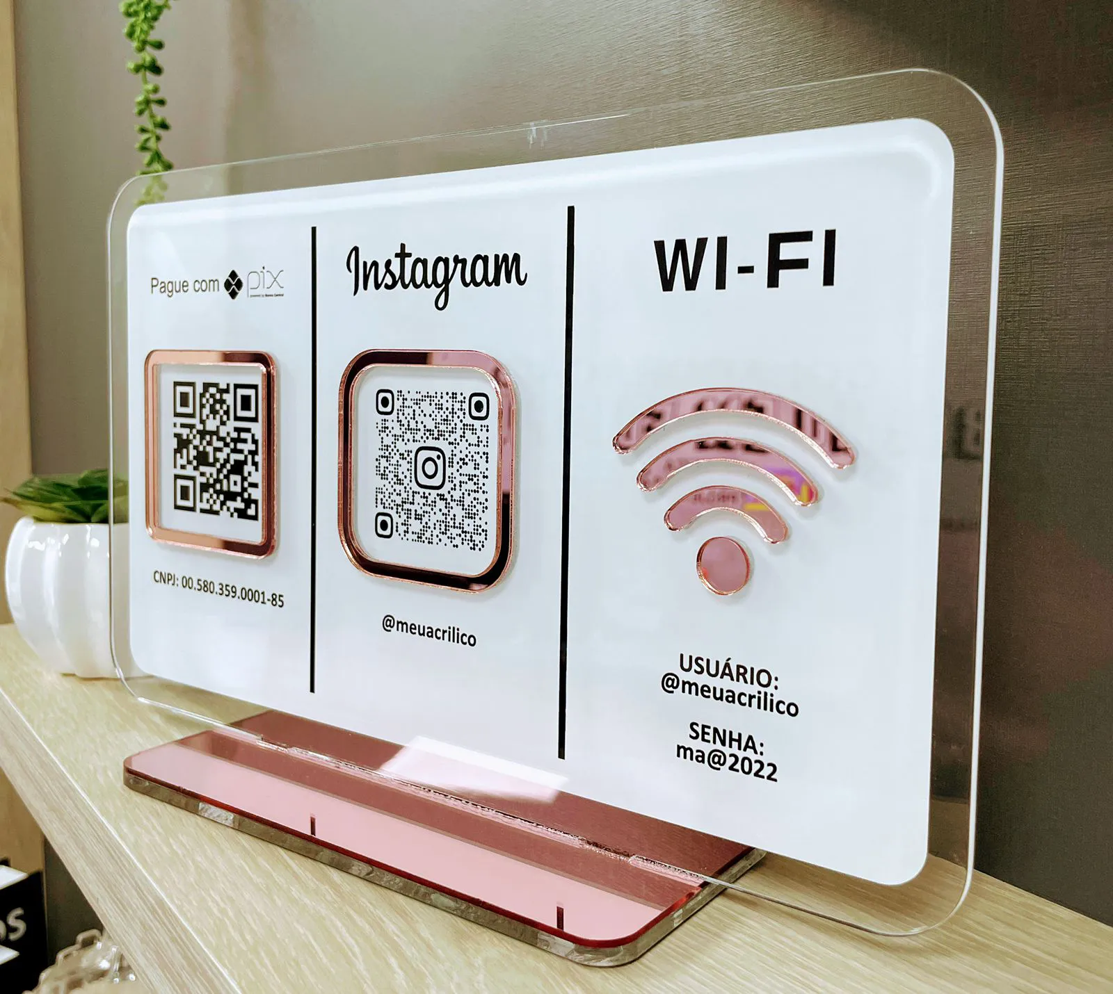 Placa PIX personalizada em acrílico 10x10cm